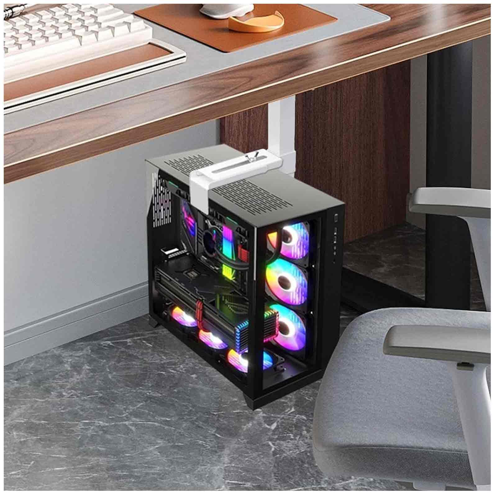 Supporto per CPU sotto scrivania Staffa regolabile a parete a 360 ° supporta fino a 25 kg Due metodi di installazione per il supporto del PC salvaspazio