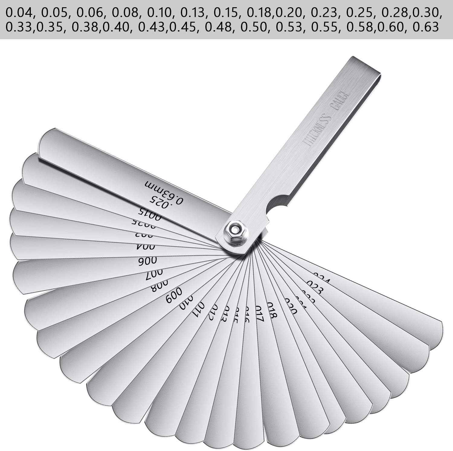 2 Pieces Steel Feeler Gauge Dual Marked Metric and Imperial Gap Measuring Tool (26 Blades Feeler Gauge) : Industrial & Scientific