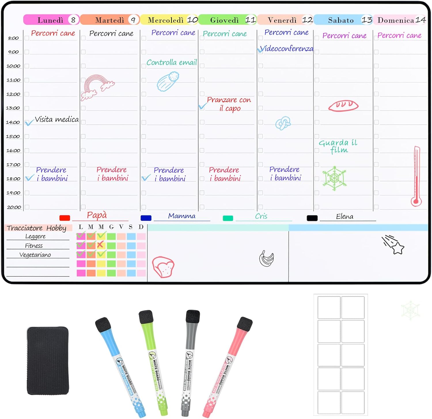 Lavagnetta A3 Frigo Lavagna Magnetica Blendura A3 Per Frigo - Cancellabile, Con 5 Pennarelli E Gomma, Flessibile Pennarelli Inclusi - Foto 13