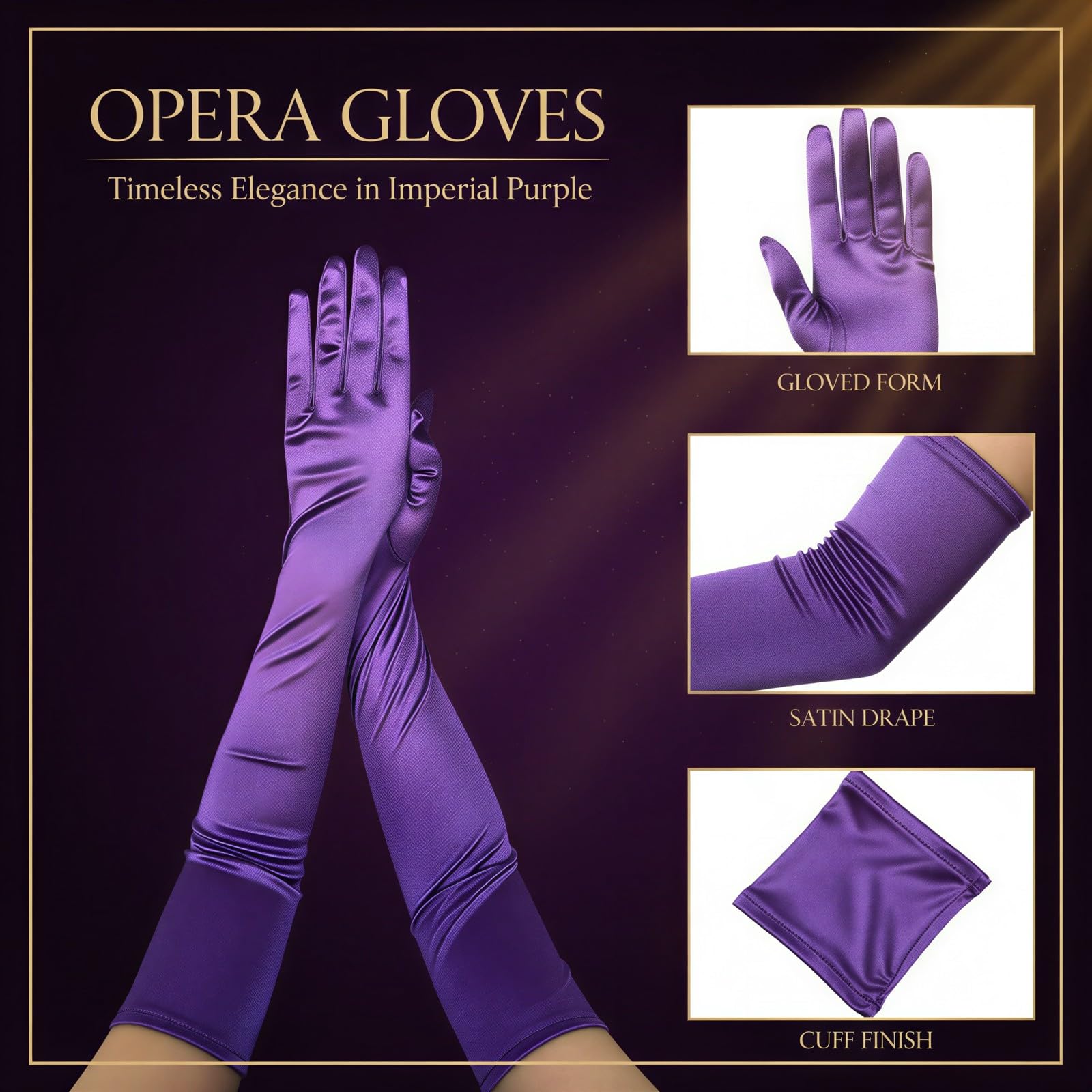 4 Paar lange Satin-Opernhandschuhe, 52 cm, Kostümhandschuhe für Damen für Halloween, Cosplay und Abendpartys, dehnbar bis zum Ellenbogen, elegantes Accessoire für Bühne und Party