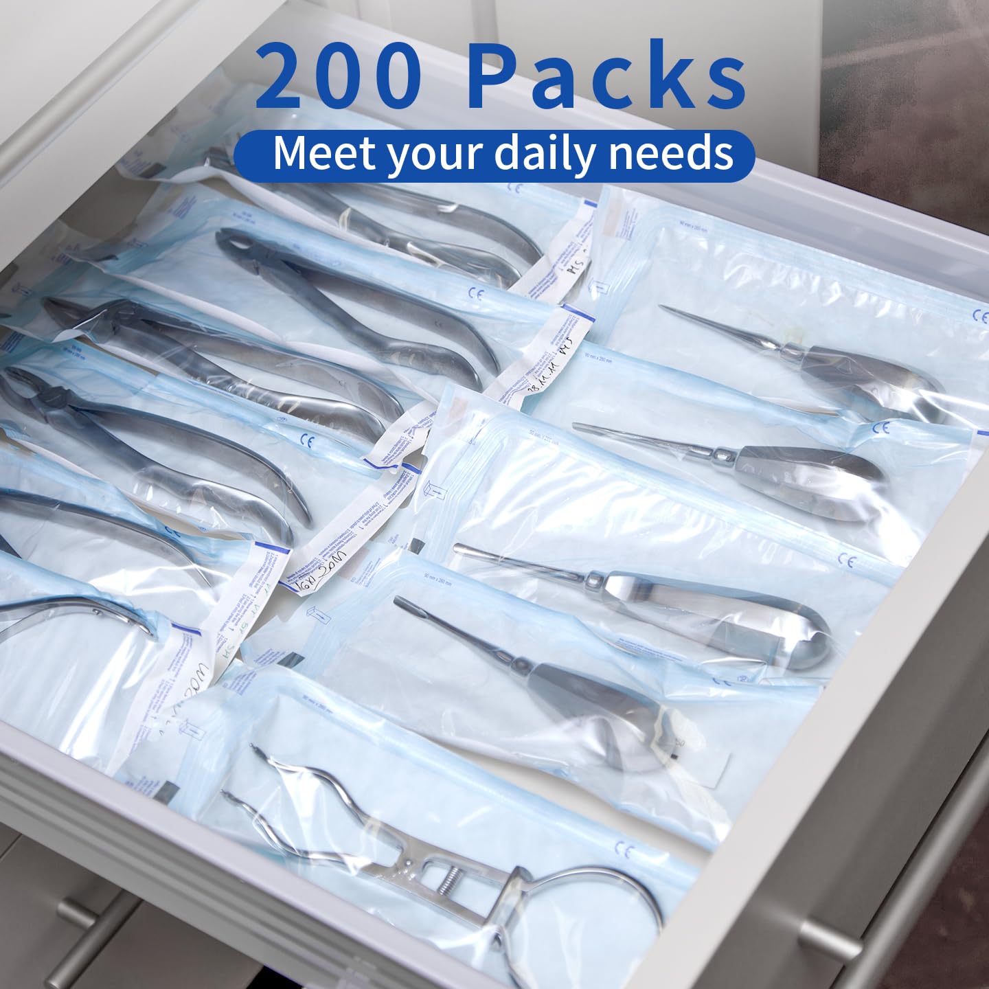 Paquete de 200 bolsas de esterilización autosellantes de 5.3 x 11 pulgadas con indicador de cambio de color, bolsas esterilizadoras de autoclave para herramientas dentales, tatuajes