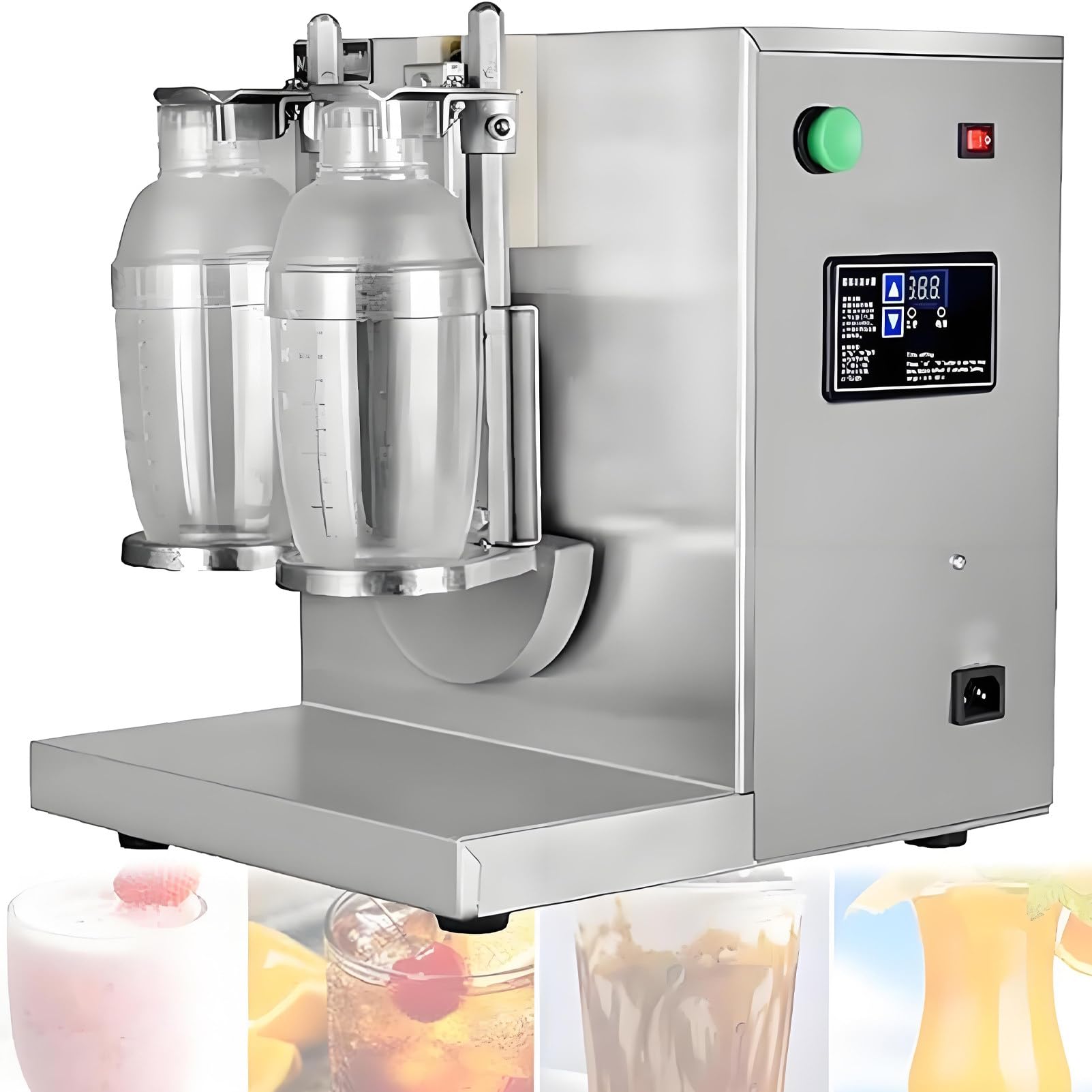 Ofyphth Milkshake Maker Machine, Electric Double Frame Milk Tea Shaker, Includes 2 Cups, 0-120s Adjustable, for Bubble Tea, Juice, Coffee, Milk, Wine.