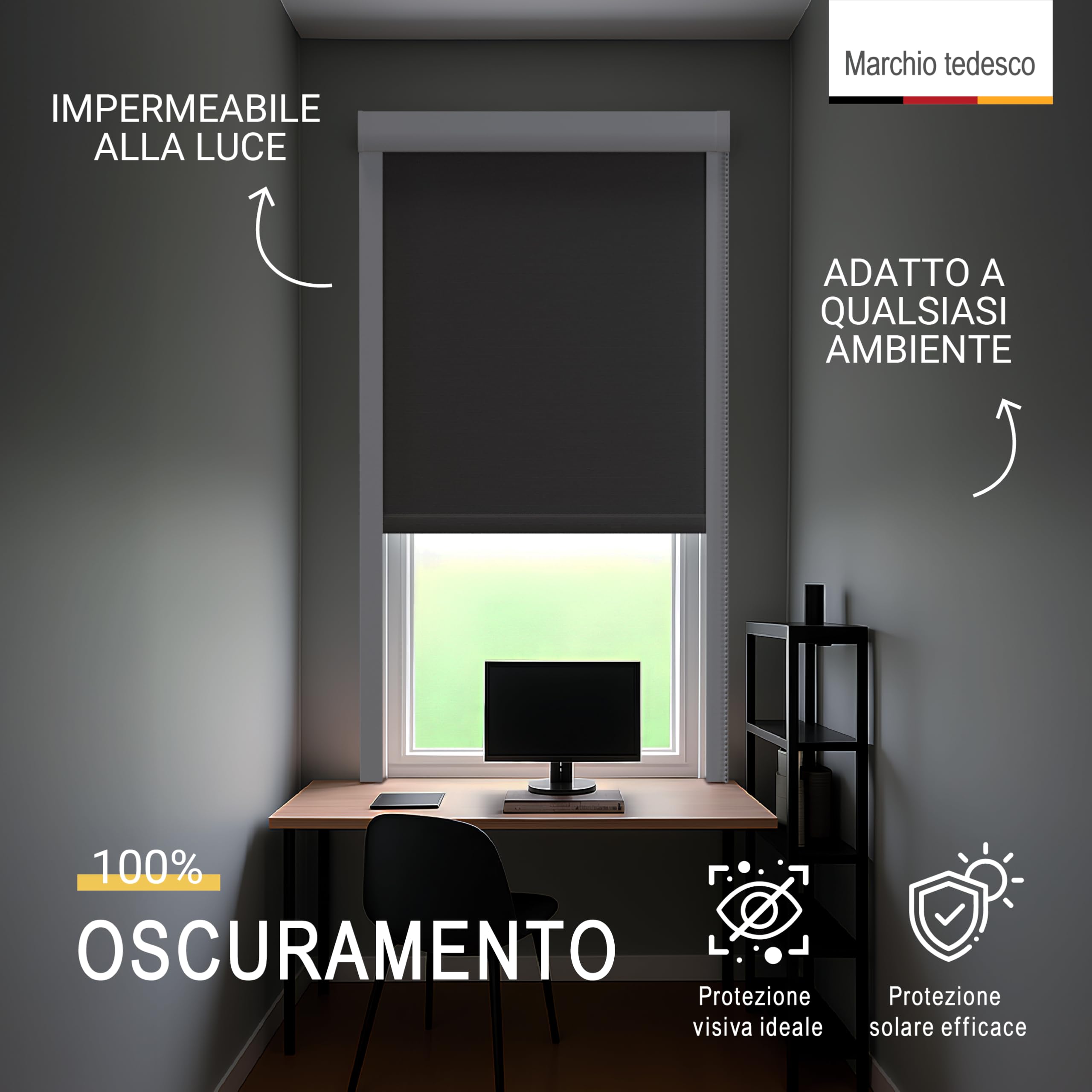 Sol Royal Tenda a rullo oscurante SolReflect K24 - tenda termica e isolante con guide laterali 80x175 antracite installazione senza perforare