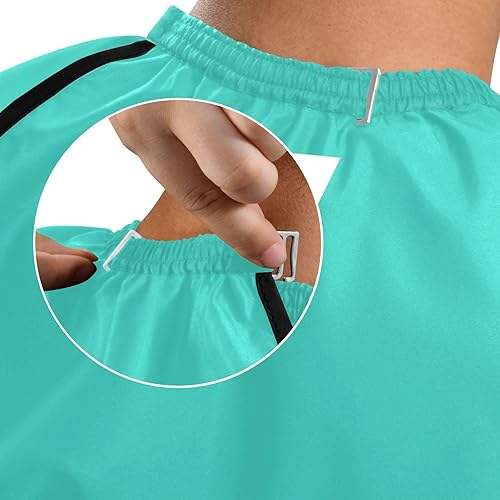 Miniatura 8 de Peacock Blue Barber Cape and Apron, Polyester Hair Cutting Cape, Hair Dye Cape Women