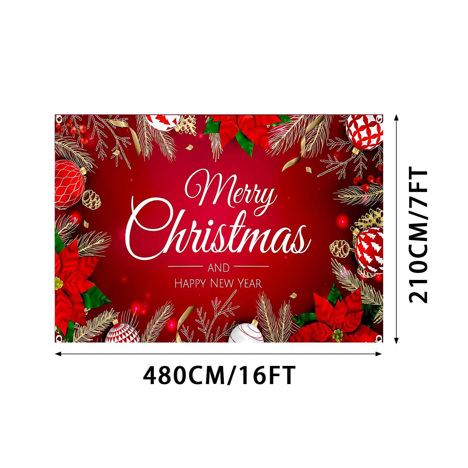 Letreros de Navidad para decoración de puerta de garaje, pancarta de Navidad para puerta de garaje, cubierta mural de 7 x 16 pies, letrero grande de feliz para vacaciones