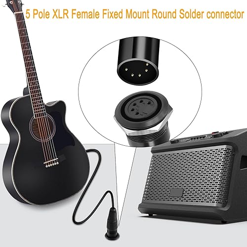 Miniatura 4 de QIANRENON Adaptador de soldadura de fijación con rosca XLR de 5 pines XLR hembra a terminal de soldadura, conector redondo de 5 polos XLR DMX Mount