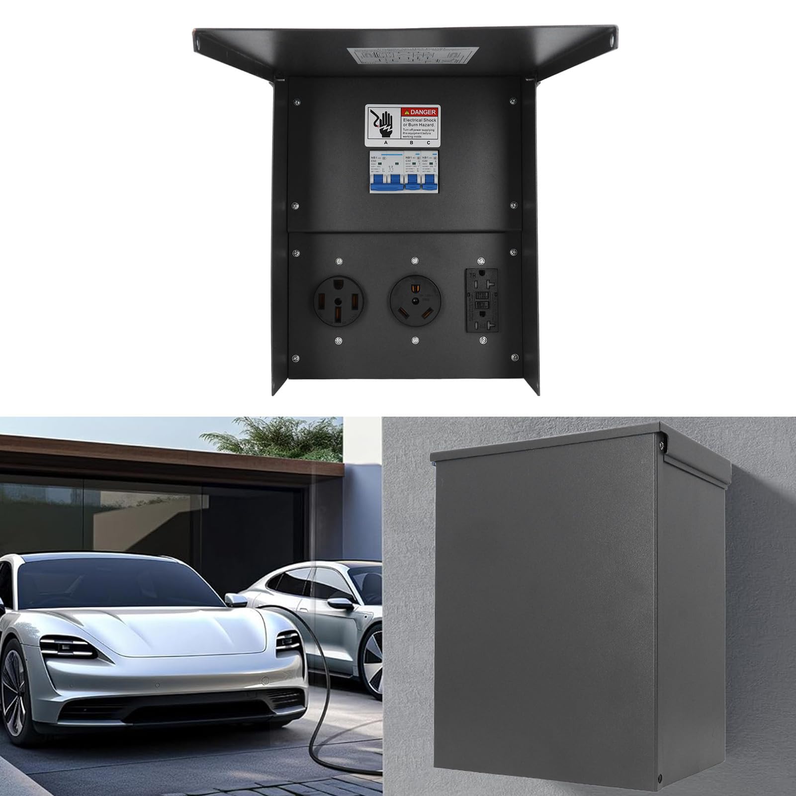 Skrzynka zasilająca RV Odporny na warunki atmosferyczne tymczasowy panel gniazdka elektrycznego z gniazdem 20A 30A 50A 125V 250V