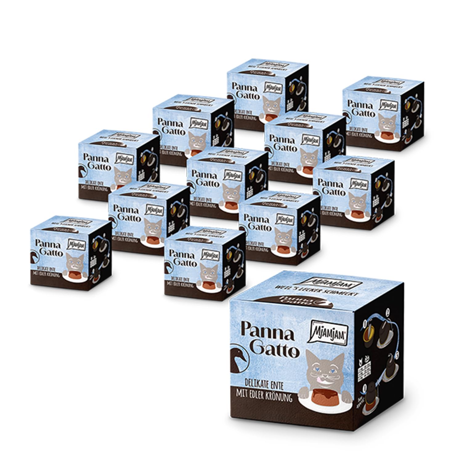 MjAMjAM - Cibo umido Premium per gatti - Panna Gatto - Delicata anatra con raffinata guarnizione, confezione da 1 (2x80g), senza cereali