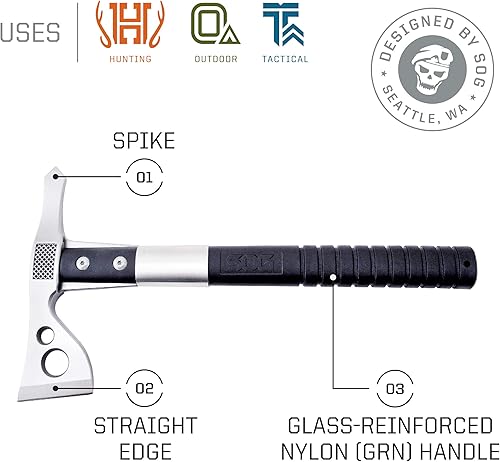 Miniatura 3 de SOG FastHawk Gear F06PN-CP hacha satén acero inoxidable 420 agarradera GRN funda de nylon hoja de 2 pulgadas