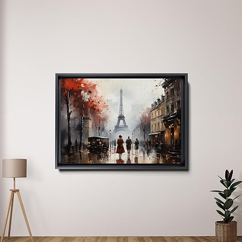 Miniatura 2 de Modern Black and White Canvas Prints, Paris Eiffel Tower Cityscape Artwork Landscape Painting Architecture Poster Art on Canvas, Wall Art Gallery