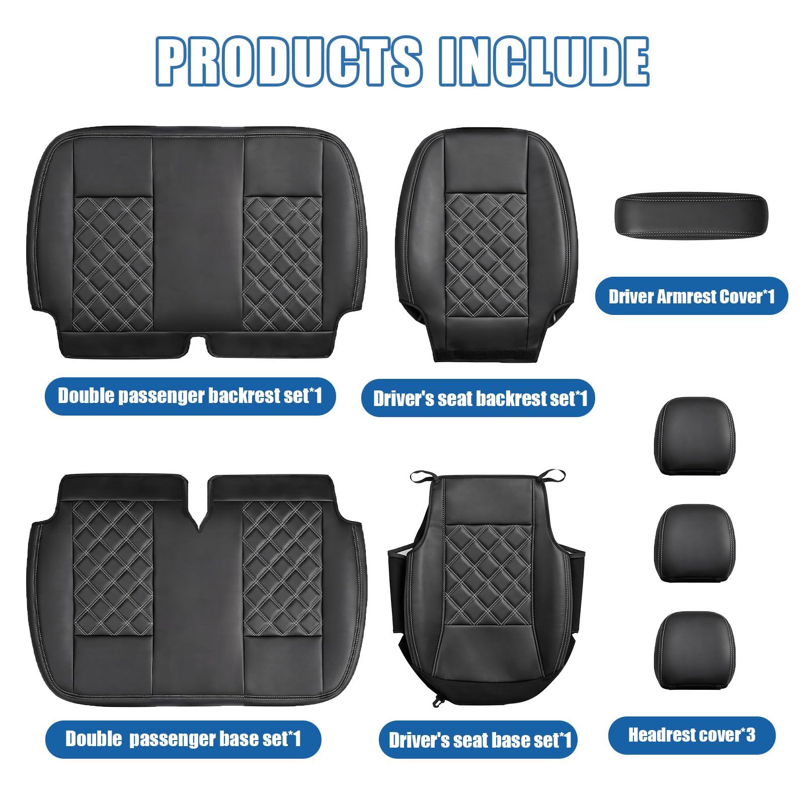 Coprisedili auto compatibile con Mercedes-Benz Vito W447, Anteriore 2+1 | Coprisedili anteriori, LHD, Confortevole, Traspirante