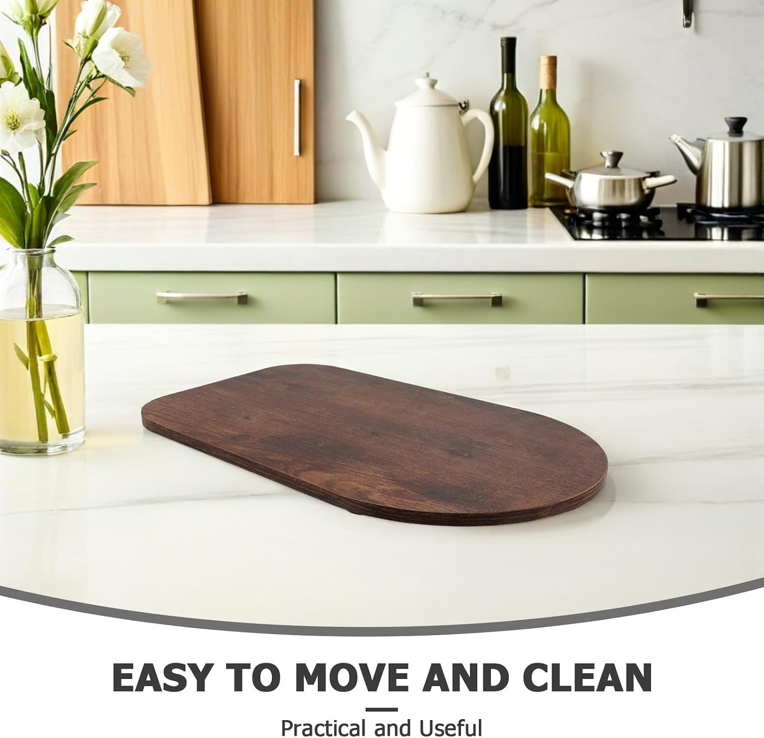 Wooden Stand Mixer Mat, Anti-Slip Appliance Slider Wood Sliding Tray For Kitchen Countertops For Grinding and Blending Brown