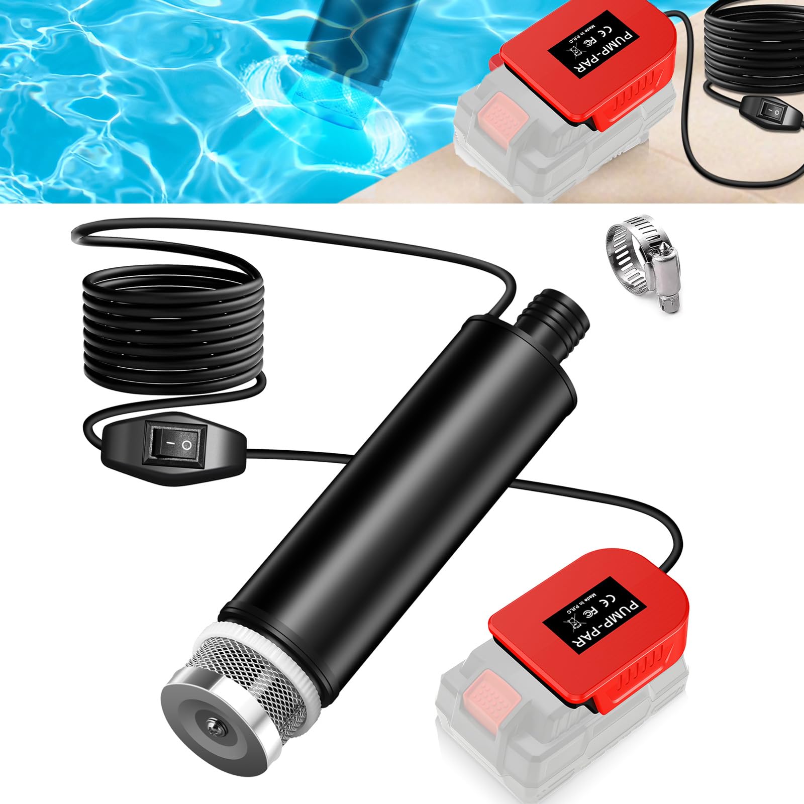 Portable Water Pump Sump Pump Compatible with Parkside 20V Battery, Idle Speed of The Motor 4500 RPM Flow 30 l/min, Lift 15 ft 120 W Powered Water Pump for Garden, Camping, Kiddie Pool โ image 1