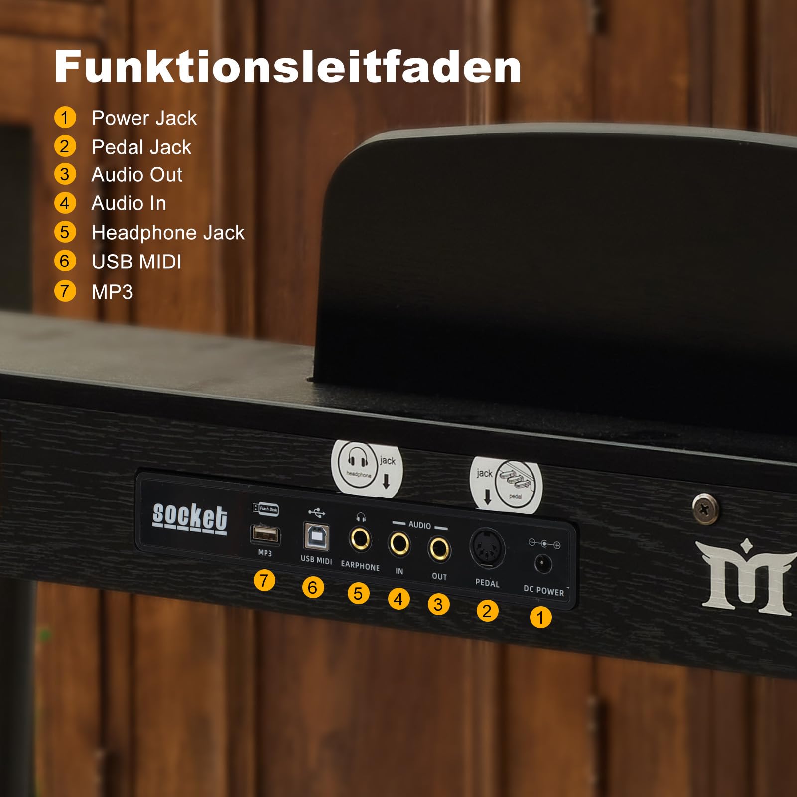 MUSTAR Piano Digital de 88 teclas con banco, teclado piano tamaño completo con 3 pedales, piano eléctrico portátil, piano digital para el hogar con MIDI-USB y soporte, negro