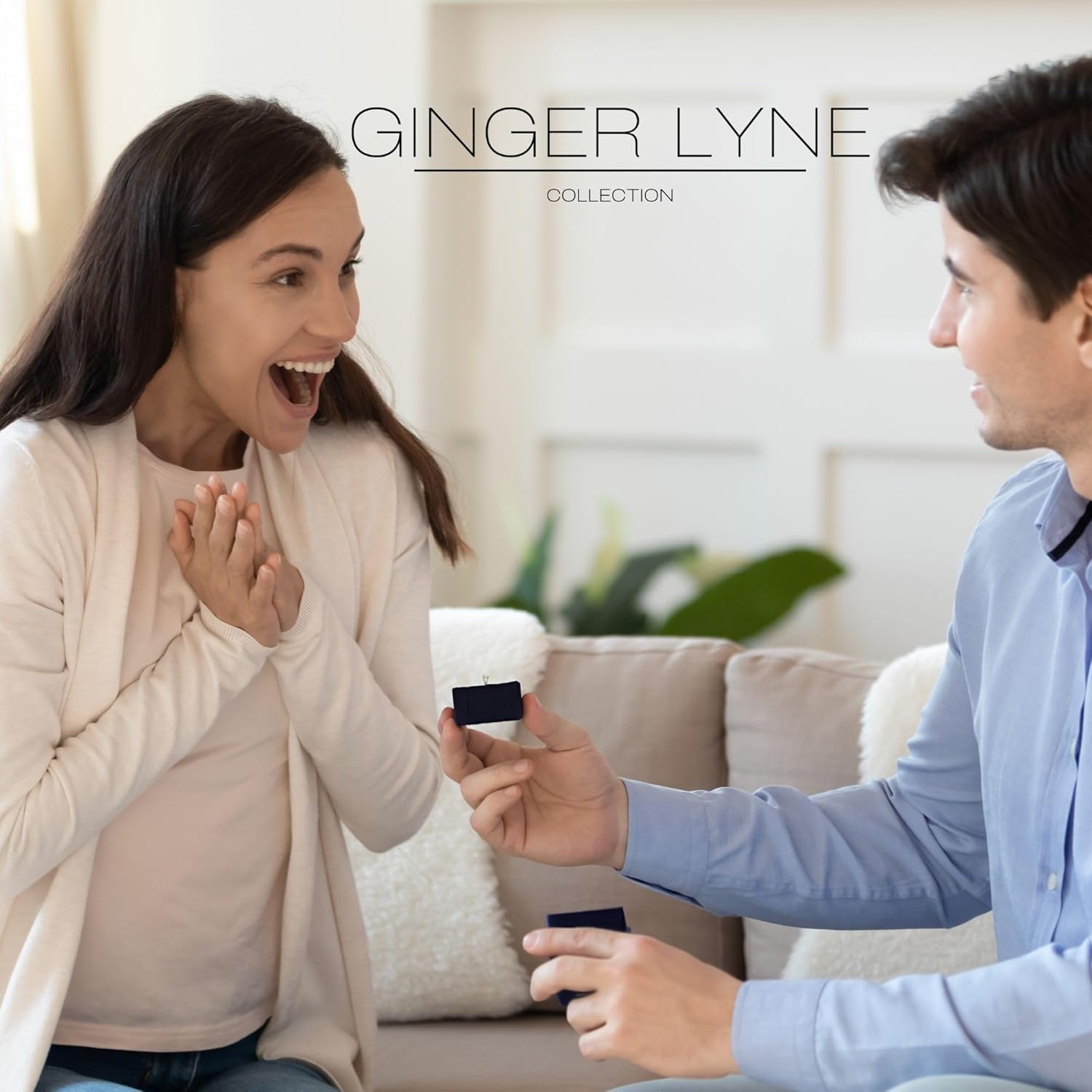 Queena Wedding Ring Set for Women by Ginger Lyne | Cubic Zirconia Sterling Silver Solitaire Engagement Ring and Matching Wedding Band Set for Ladies |Travel Decoy Jewelry or Promise for Her