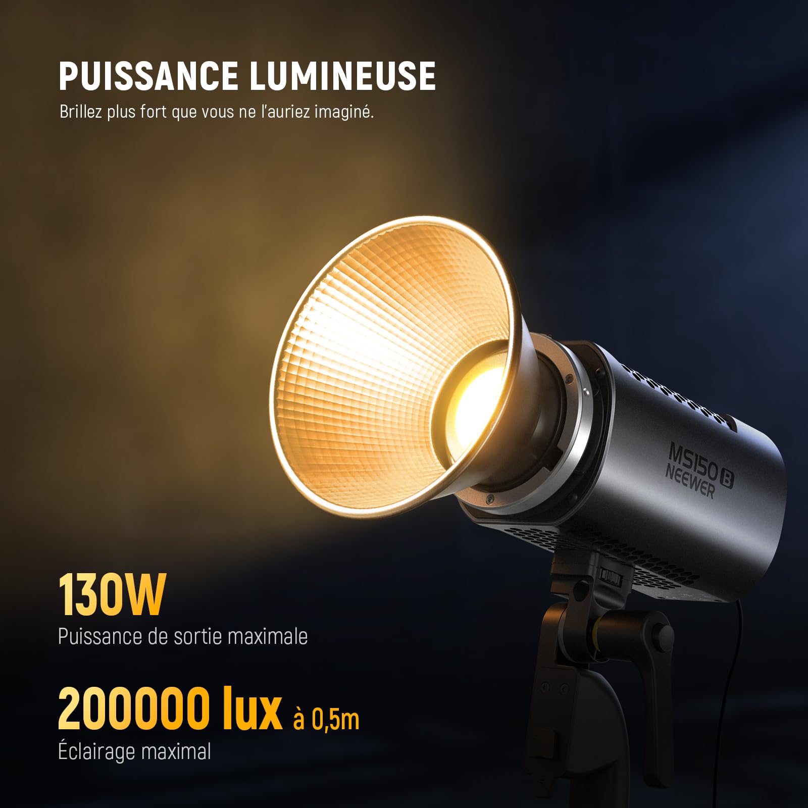 NEEWER MS150B 130W COB Video Light avec 2.4G/Application Contrôle à Distance, Bicolore Éclairage Continue LED, Monture Bowens Lumière Photo Studio