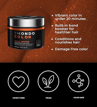 XMONDO Color Super Orange Depositing Mask & Semi-Permanent Orange Dye | Infused with Bond Booster Technology & Hyaluronic Acid for Nourishment, Revitalization & Repair, Vegan Formula, 8 Fl Oz 1-Pack