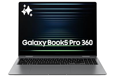 Samsung 16” Galaxy Book5 Pro 360 Copilot+ PC, AI Computer, Intel Core 7 Ultra Processor, 3K AMOLED (2880x1800) Touchscreen, S Pen,120Hz, Dolby Atmos, Student Laptop, Lightweight, All-Day Battery Life