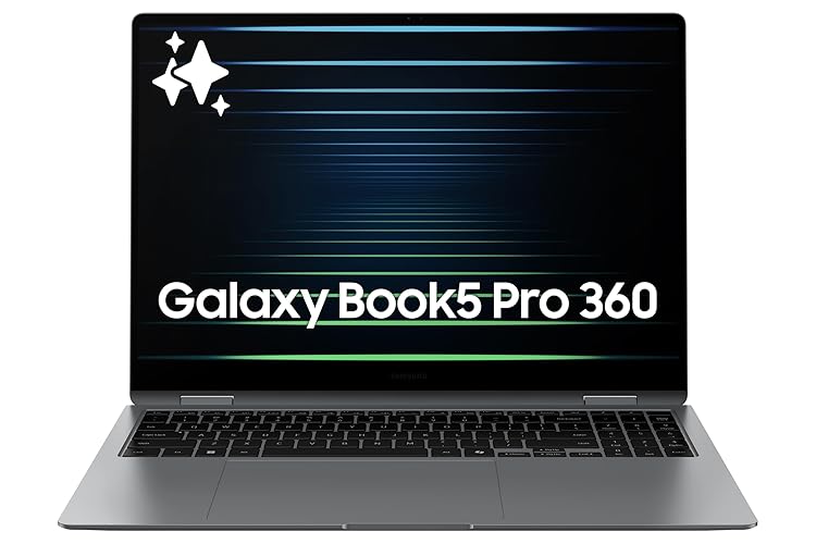 Samsung 16” Galaxy Book5 Pro 360 Copilot+ PC, AI Computer, Intel Core 7 Ultra Processor, 3K AMOLED (2880x1800) Touchscreen, S Pen,120Hz, Dolby Atmos, Student Laptop, Lightweight, All-Day Battery Life - Intel Core 7 Ultra - 16 Inch - PC - Gray