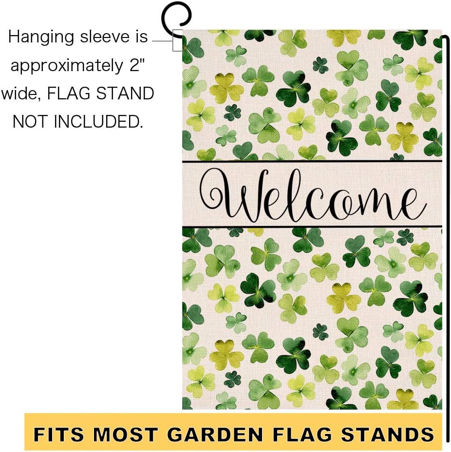 Welcome Spring St. Patrick's Day Small Garden Flag Vertical Double Sided Burlap Yard Outdoor Decor 12.5 x 18 Inches