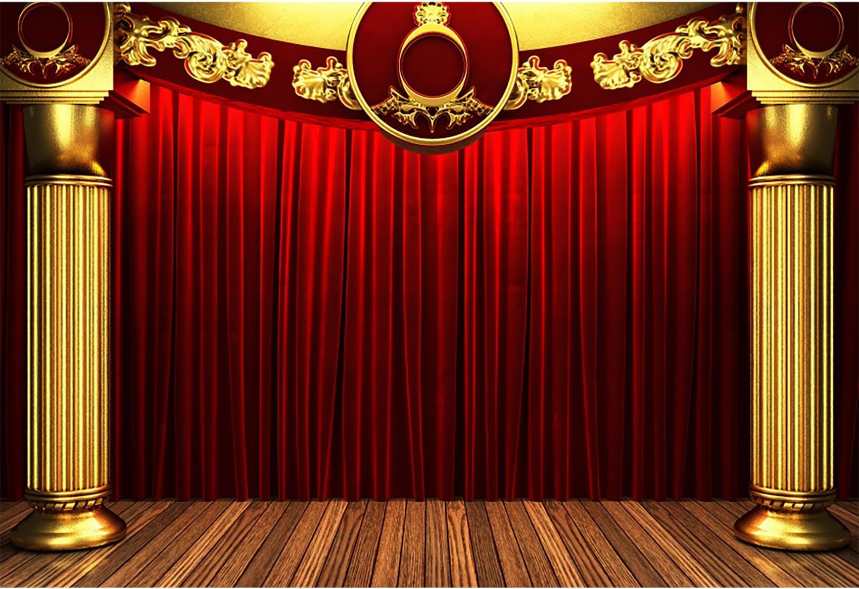 Baocicco 7x5ft Theater Red Stage Backdrop with Lights & Curtains - Perfect for Plays, Shows, Birthdays & Photo Shoots