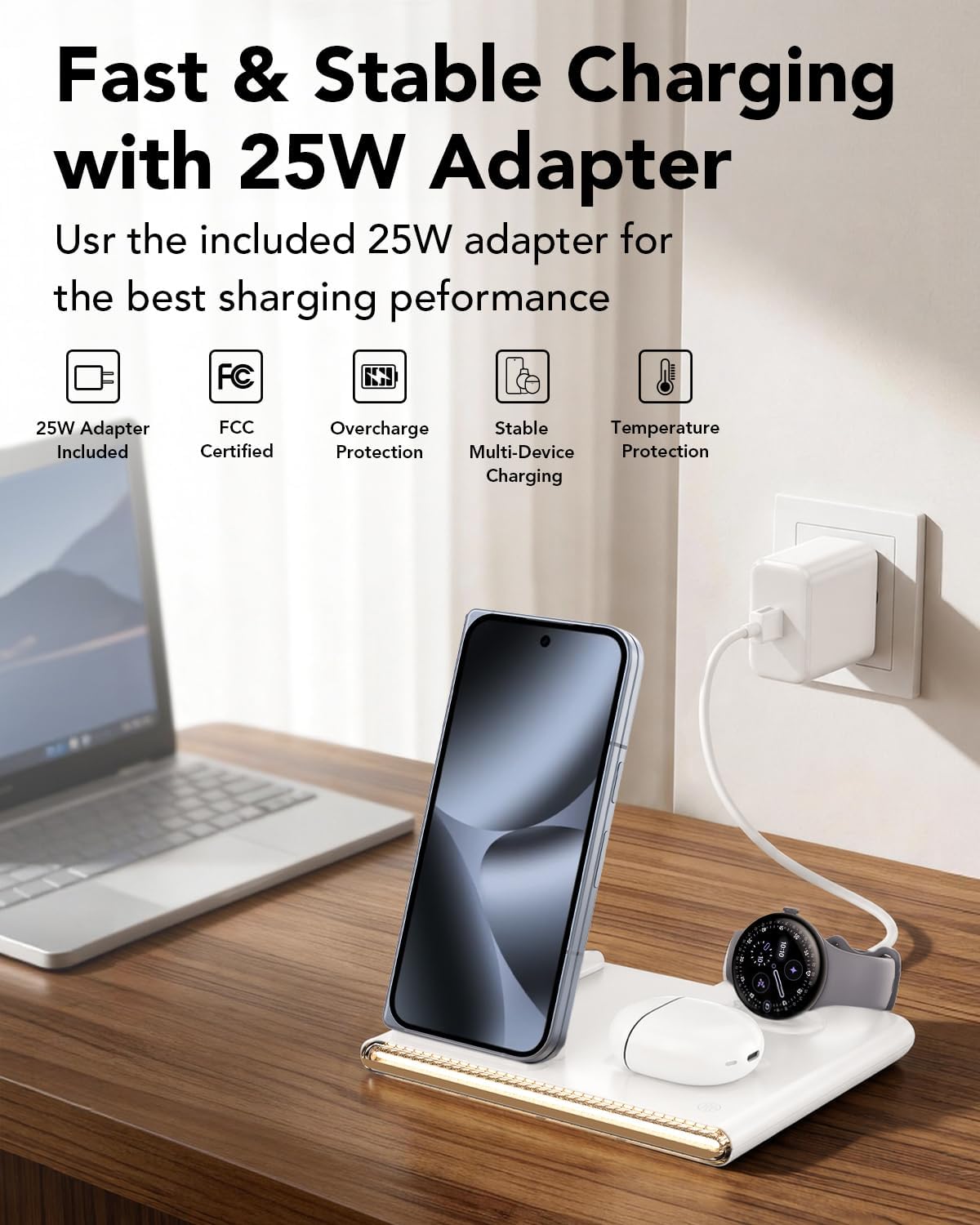 3 in 1 Wireless Foldable Charging Station for Google Pixel Watch 5 4 image 3