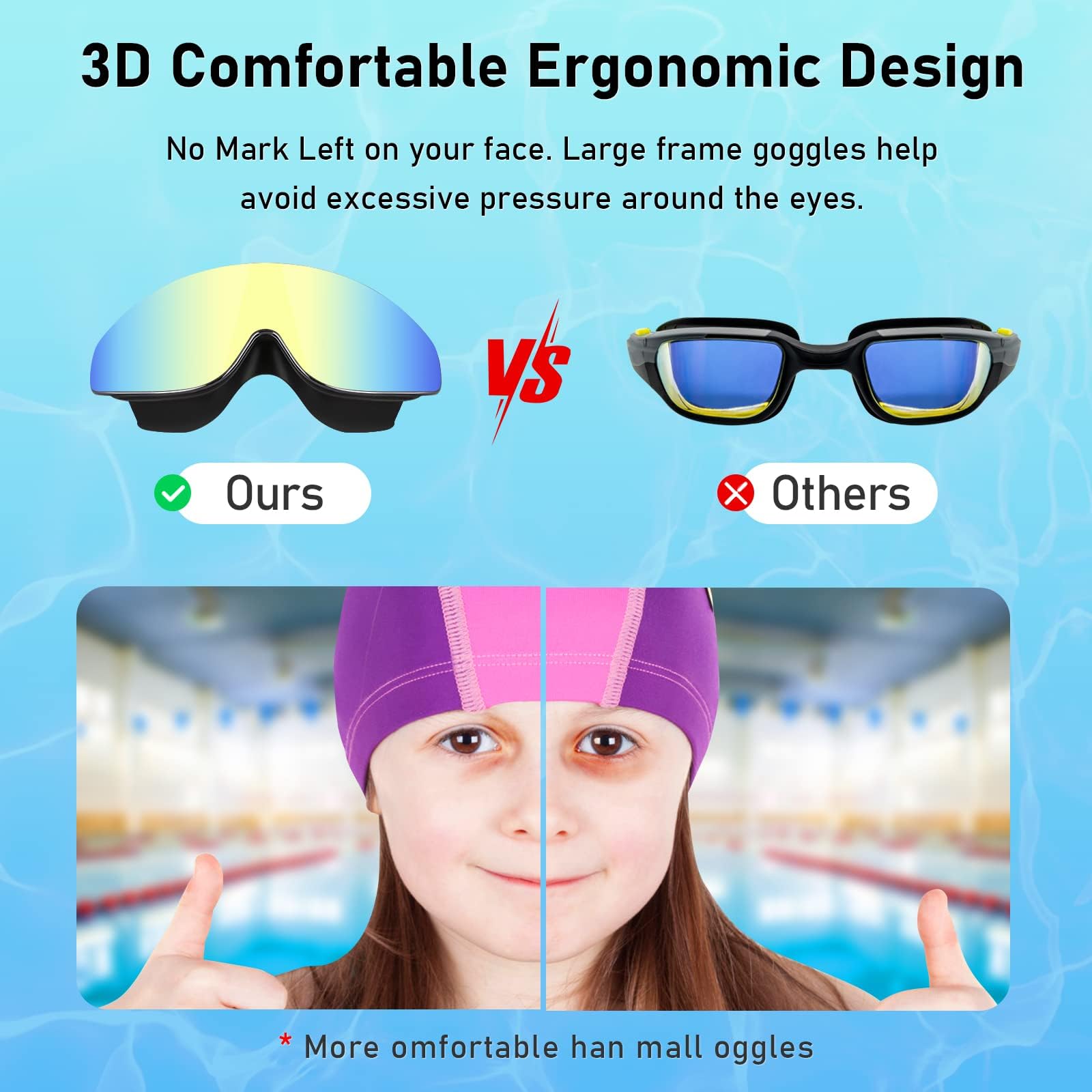 Vatefery Swimming Goggles Kids Toddler 3-15,Crystal Clear Polarized Swim Goggles for Kids,Junior Children Girls Boys,Anti-Fog,Waterproof,UV Protection Wide Vision Lenses - Image 4