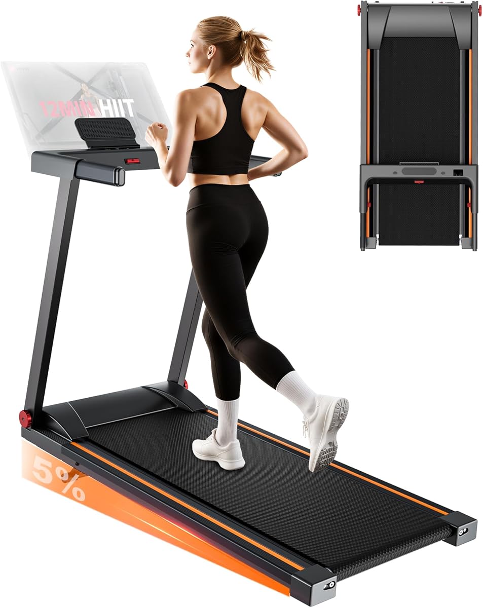 Superun Treadmills for Home Foldable with 6% Incline,12-16km/h,100-112x42cm Running Area,136kg 158kg Capacity Folding Treadmill,3.0-3.5HP Motor Running Machine with APP Control,HIIT & MIIT Program