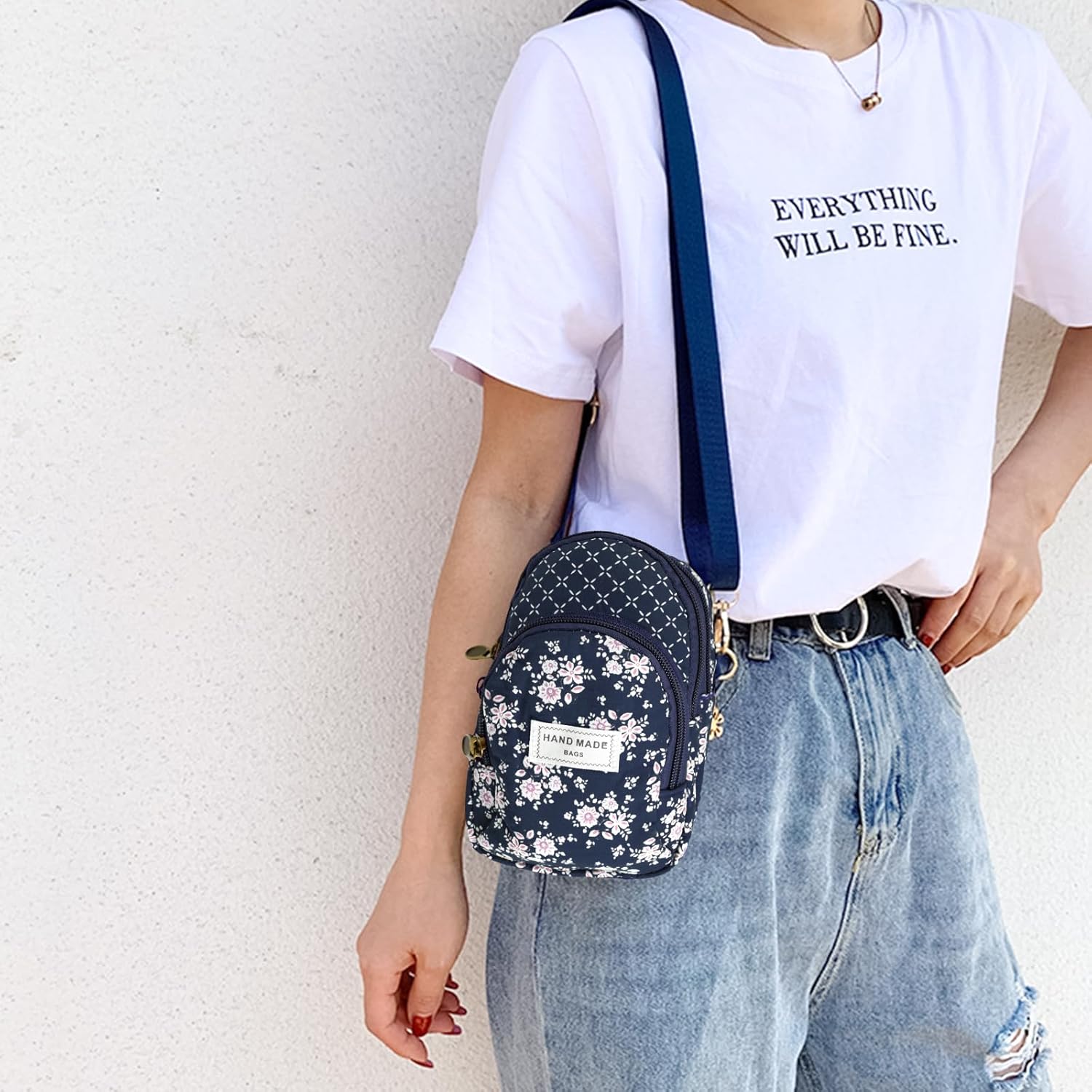 Small Crossbody Bag for Women Floral Cell Phone Purse Wallet Mini Shoulder Handbag Ladies Canvas Coin Pouch - Image 2