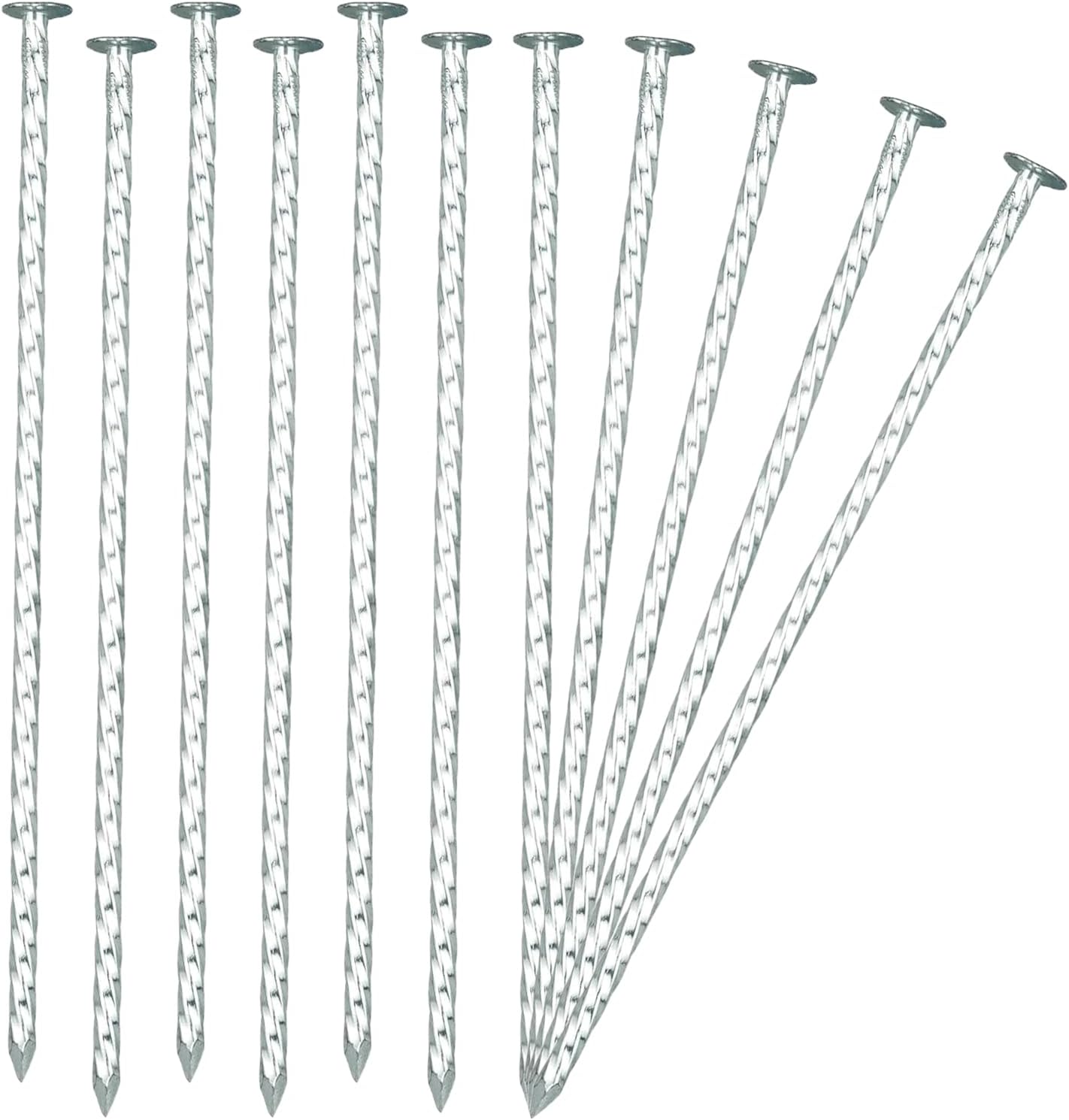 12 Inch Heavy-Duty Galvanized Steel Landscape Stakes - Multipurpose Ground Stakes for Garden Edging, Artificial Grass, Tent Anchoring, Weed Barrier Fabric and Outdoor Decorations