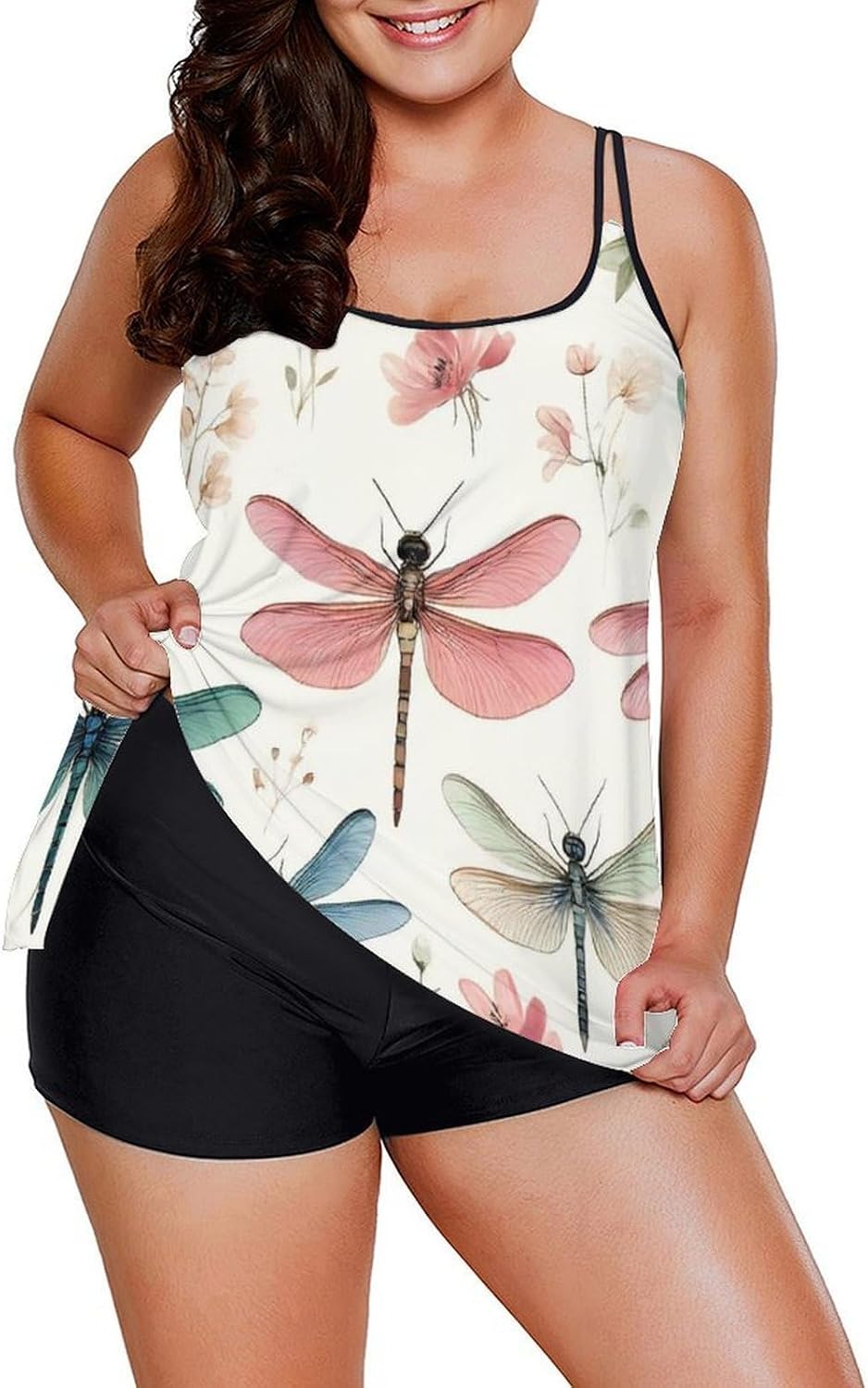 Two Piece Swimsuit for All Women, V Neckline Halter Swimdress Monokini