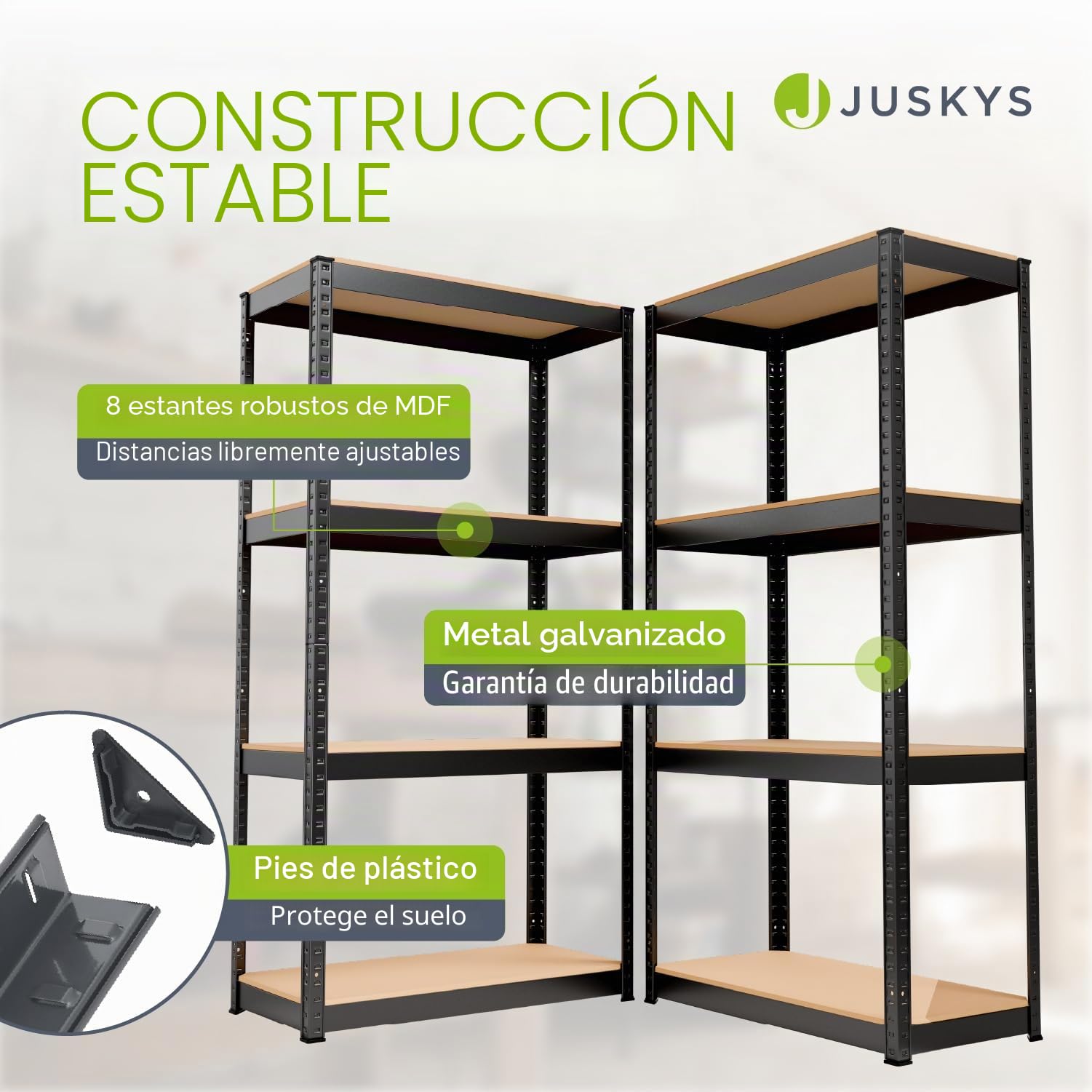 Juskys Juego de 2 estanterías de Almacenamiento Easy 160x80x40cm (AlxAxP) | 640kg de Capacidad de Carga | 8 estantes | Estantería metálica para Cargas Pesadas Estantería de Encaje para sótanos Gris