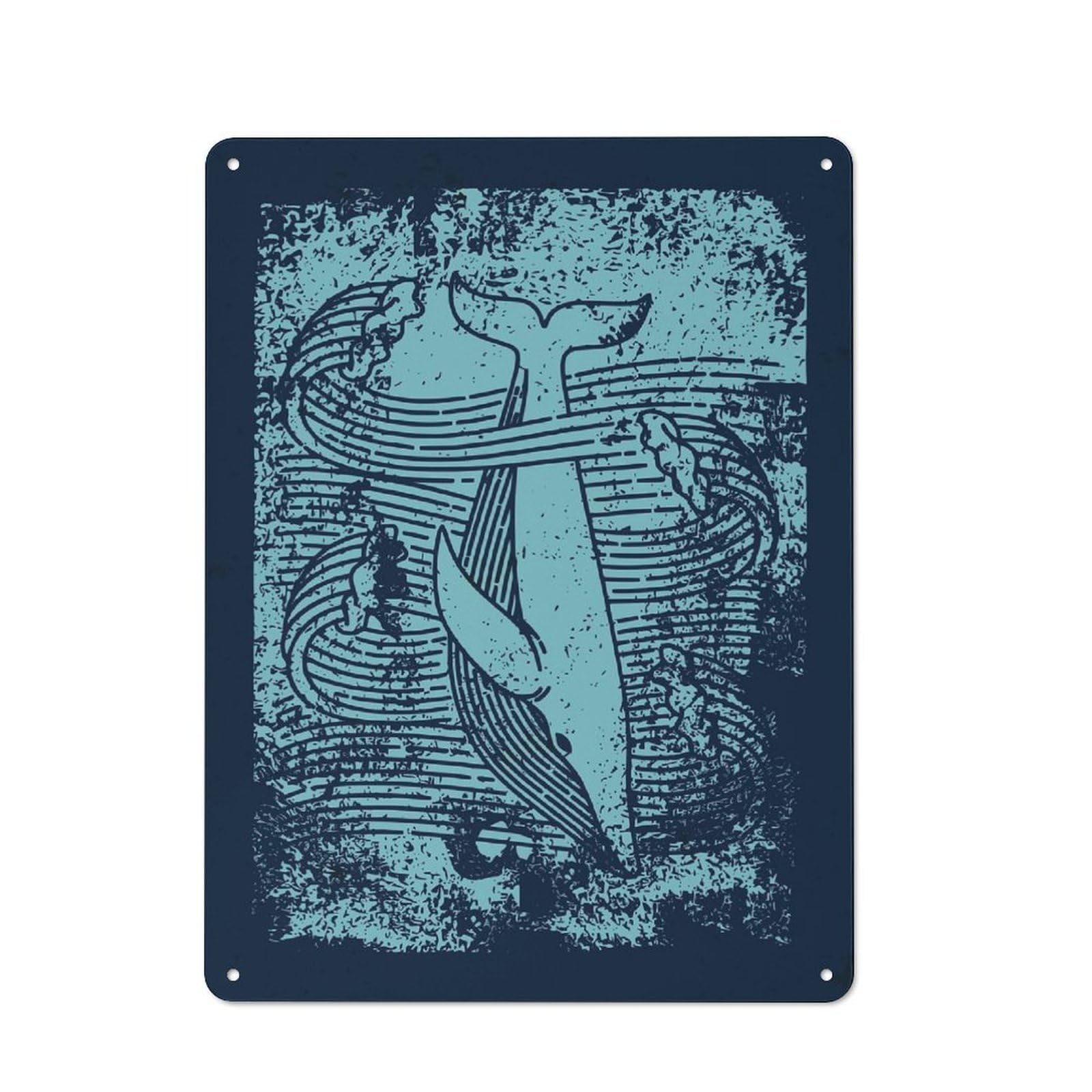 Junmoney The Whale And The Waves Metal Wall Sign 40X30cm Featuring For Bar Or Restaurant, For Bar Decor Enthusiasts