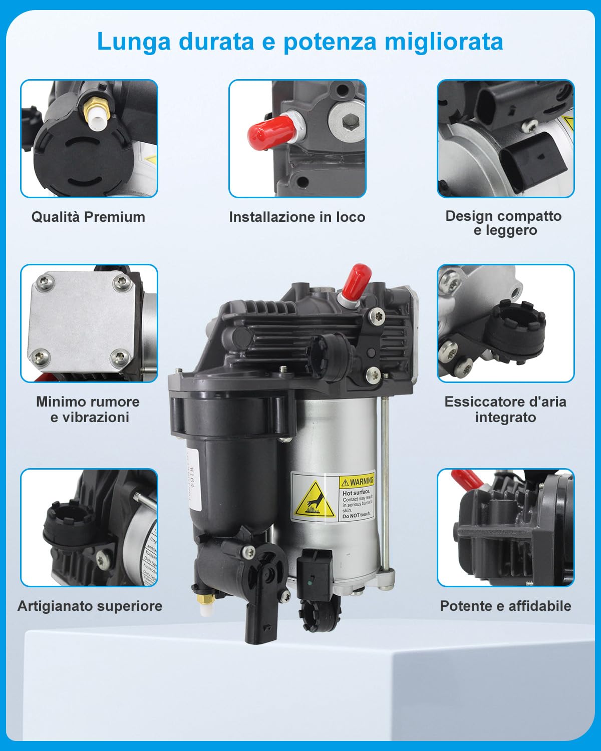 Pompa Compressore Sospensione Pneumatica Compatibile con Mercedes-Benz 2006-2012 Classe GL X164 & Classe M W164 - Per GL320 GL350 GL450 GL550 ML320 ML350 ML450 ML500 ML550 AMG #1643201204