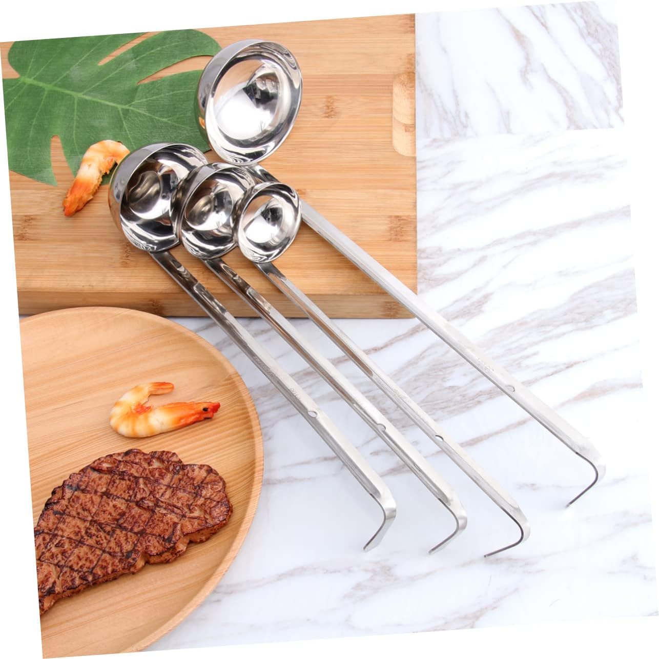 Stainless Steel Hanging Hook Soup Ladle 2Pcs Heavy Duty