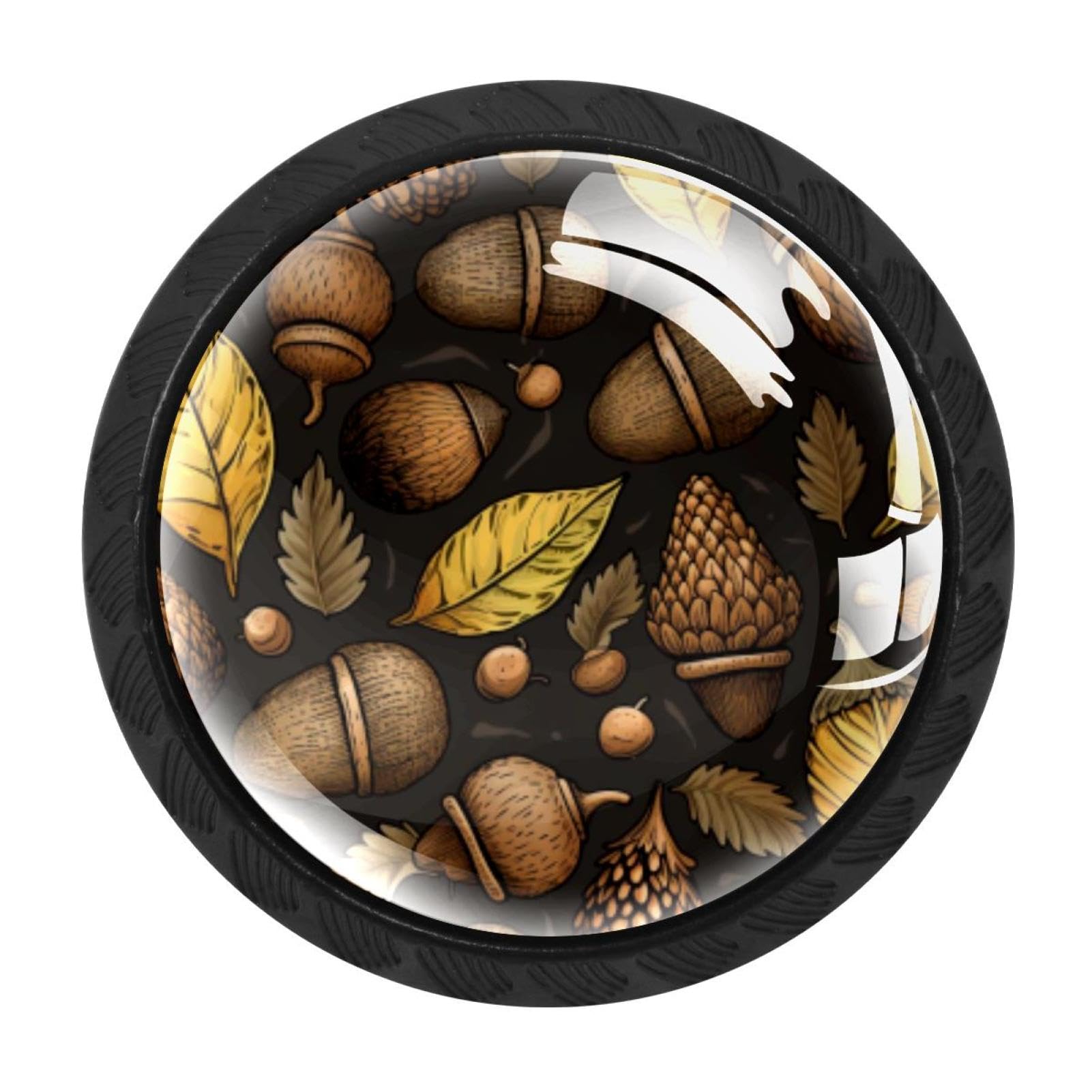CHENZZZZ 4 Pieces Thanksgiving Acorn Drawer Knobs, 35mm Black Cabinet Knobs, Drawer Pulls and Knobs, Dresser Drawer Knobs, Cabinet Hardware Kitchen Cabinet Knobs