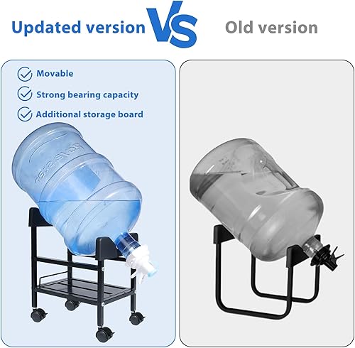 Miniatura 4 de Dispensador de jarra de agua de 5 galones con rueda, negro, FZ241125, metal y plástico, dispensador de agua, dispensador de bebidas por gravedad