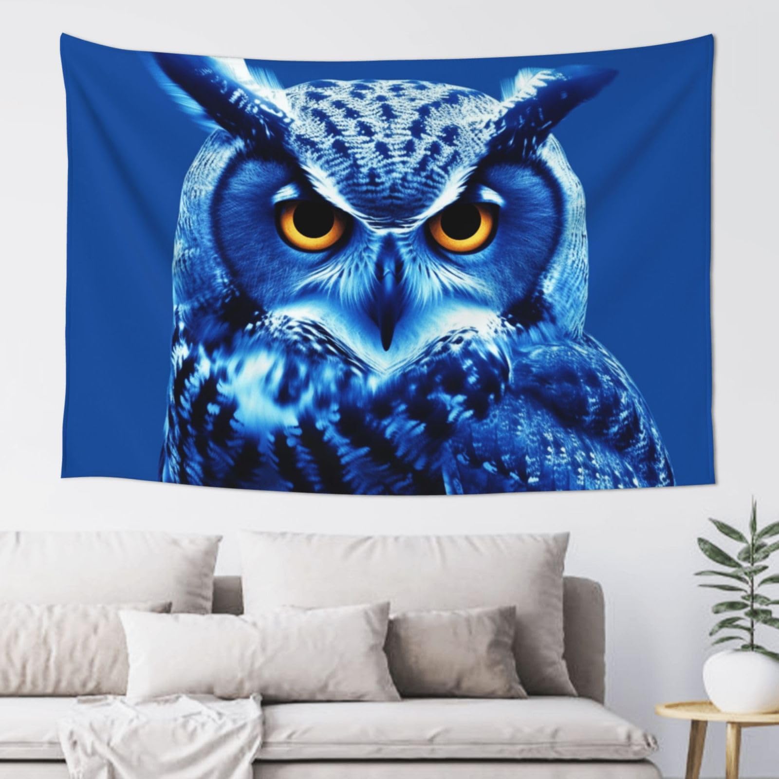 Fodpand Black Blue Owl Tapestry Dorm Decor, Party Backdrop Aesthetic Tapestries Wall Hanging Banner For Bedroom, Modern Wall Art Poster Blanket, Home Decor Wall Tapestry 60"X40"