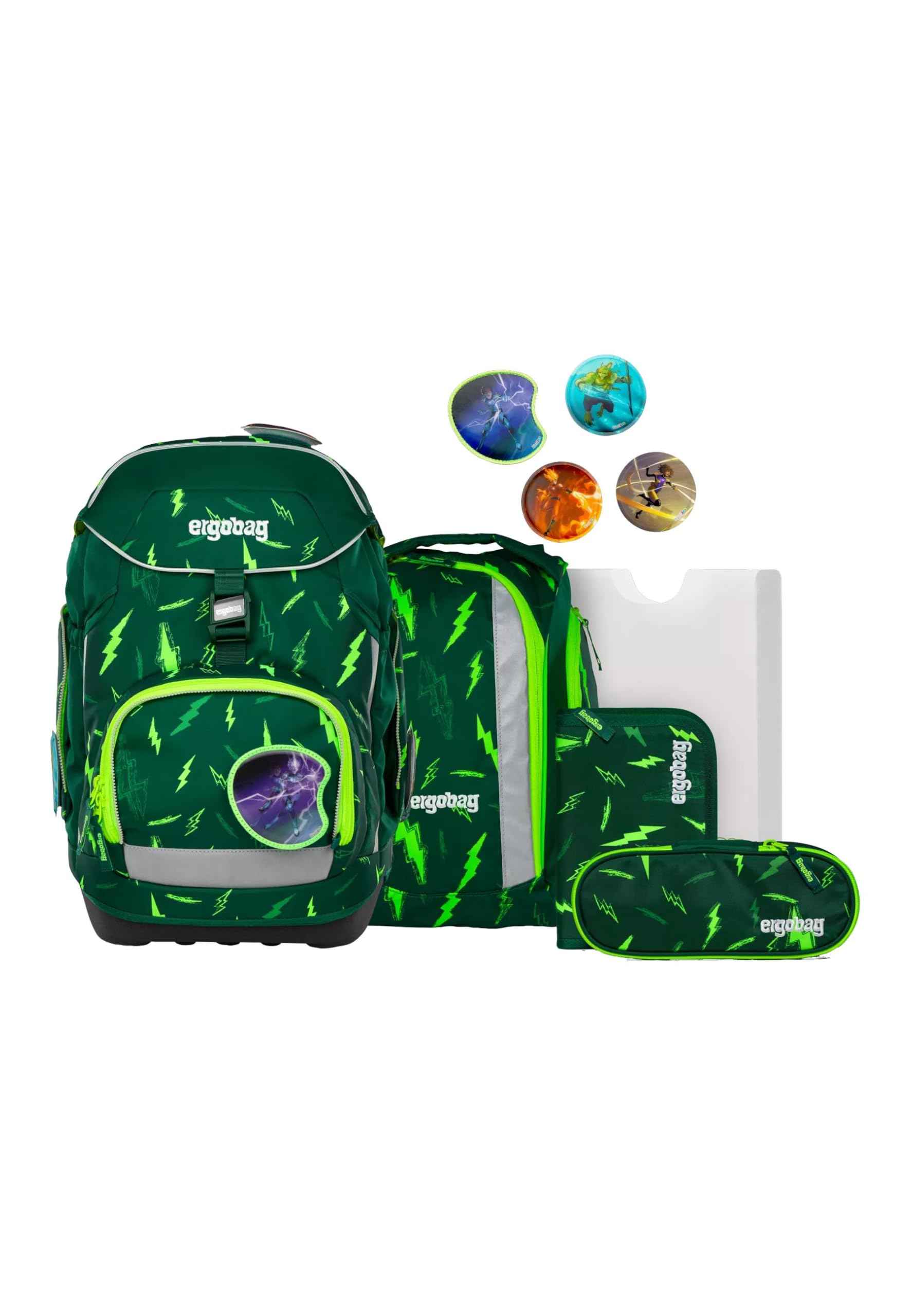 ergobag Schulranzen-Set Pack Set Bärtastisch - Grün