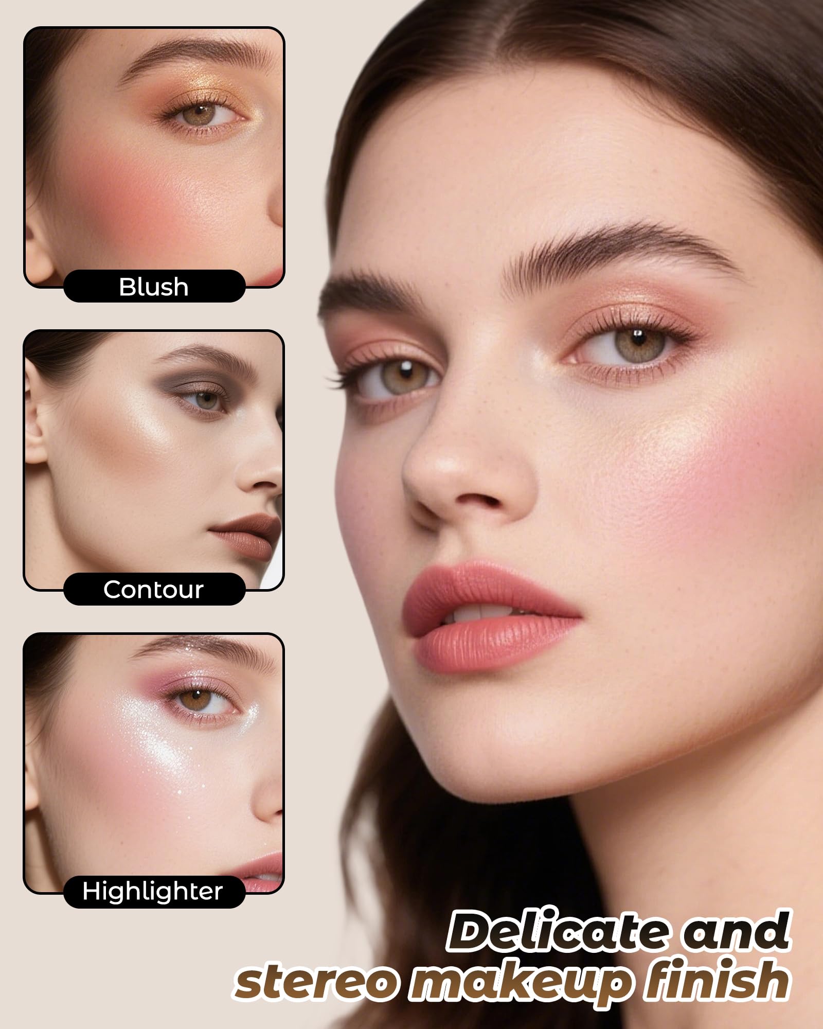 Konturenpalette mit 16 Farben, Bräunungspuder, All-in-One-Palette, Blendbare matte Glanz-Palette, zum Formen des Gesichts und für ein Make-up