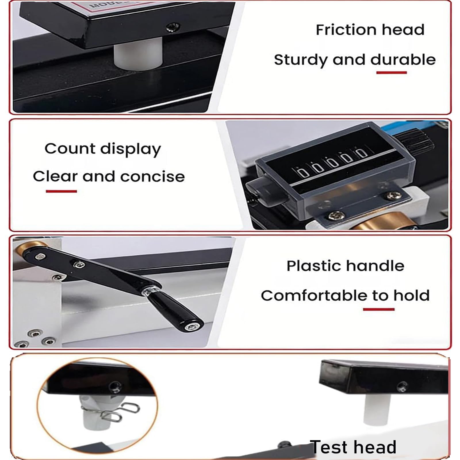 Medidor De Fricción Manual Profesional, Probador De Solidez Al Frote En Seco Y Húmedo Con Pantalla De Conteo, Cabezal De Fricción De 16 Mm, Velocidad De 104 Mm/min, Detector De Transferencia De
