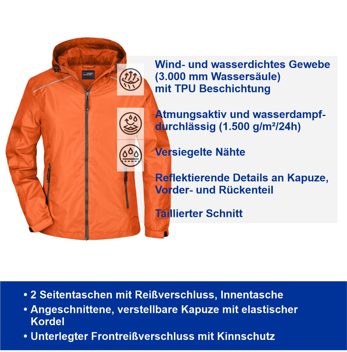 Regenjacke Damen reflektierend Die mit dem Hund geht leichte Jacke wasserdicht | Reflex Rückendruck - Die mit dem Hund geht - wasserdicht 3000 mm Wassersäule, versiegelte Nähte - Geschenk für Hundehalter