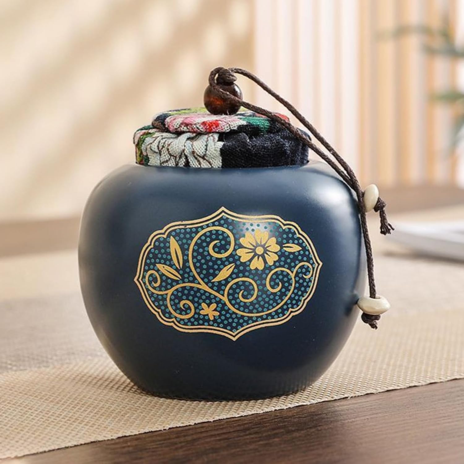 Ceramics Tea Canister, 160ml 5.4oz, Sealed Jar Portable Household Home Tea Set Accessories