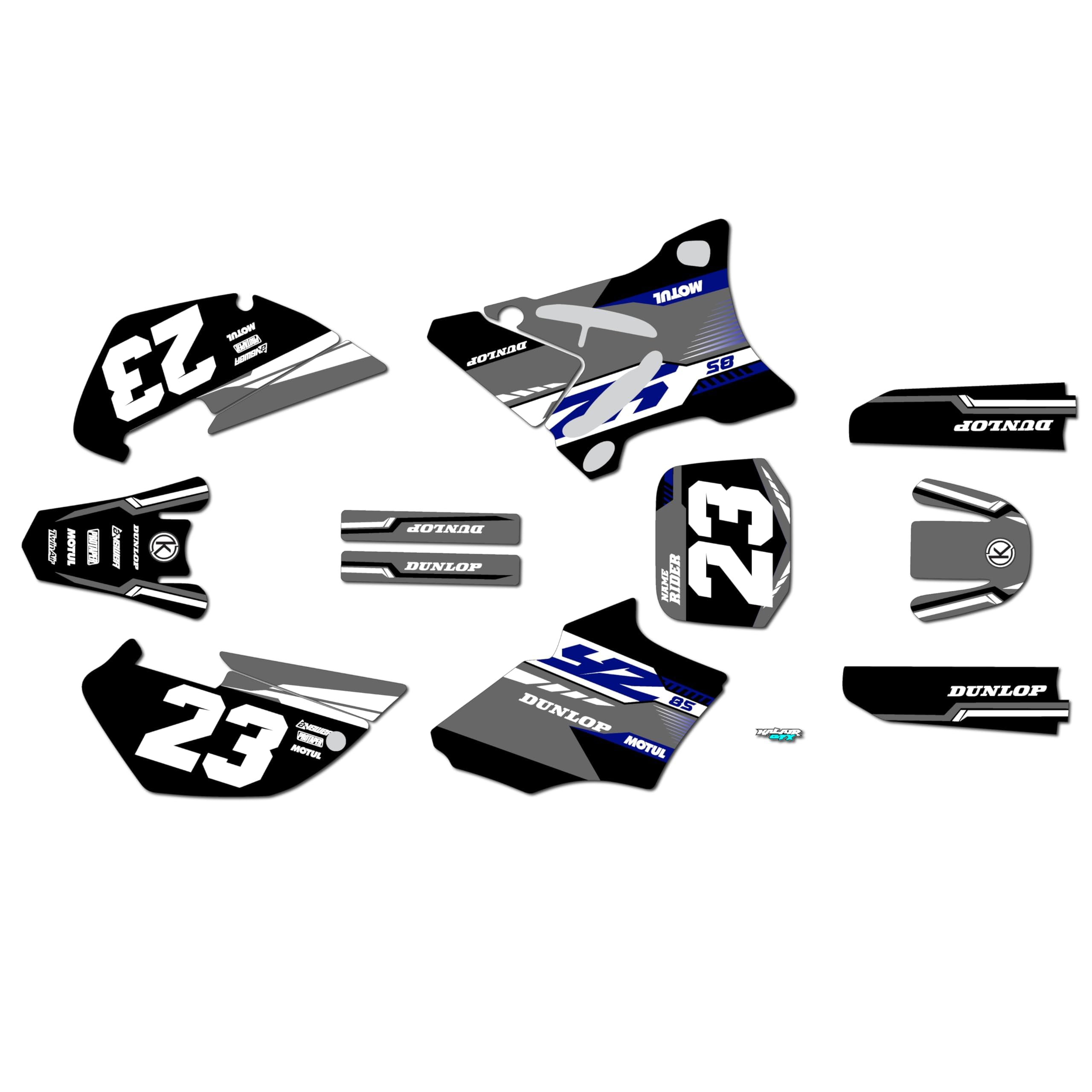 Kalair GFX Graphics Kit for Yamaha YZ85 (2002-2014) Viper Series Grey Blue 9 Mil-Dirt bike Custom Racing Graphics Decals Stickers Kit, no-plastics