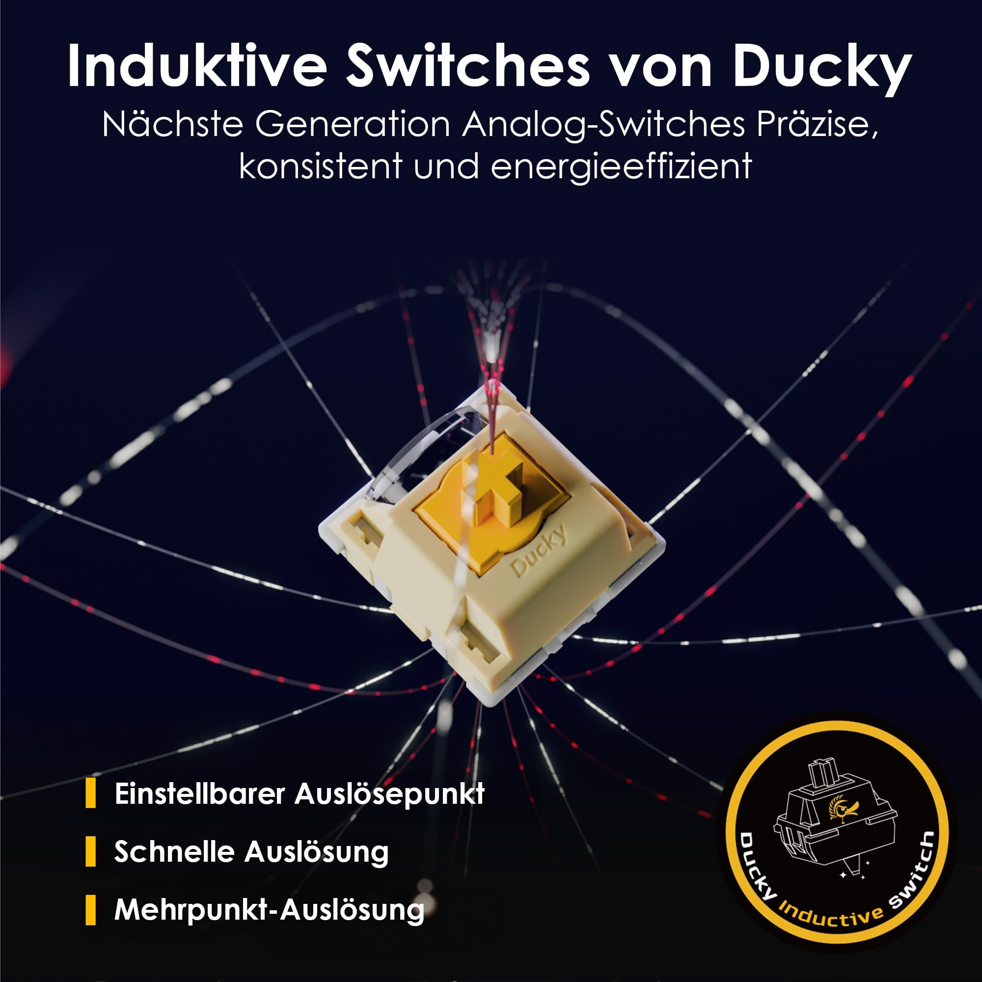 Ducky One X Mini Wireless Gaming Tastatur Schwarz – 60%, Induktive Switches, Tri-Mode-Konnektivität USB-C, 2.4GHz, Bluetooth, Rapid Trigger, Einstellbare Auslösung, RGB, ISO deutsch