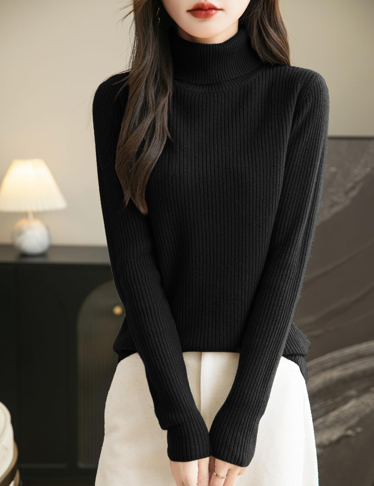 Chanyarn Damen 100% Merinowolle Rollkragenpullover 2024 Herbst Winter Langarm warm weich RIPP Strick Pullover
