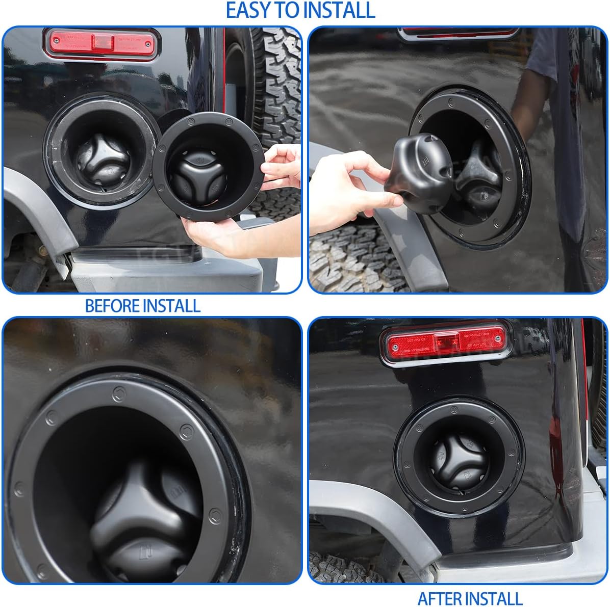 Gas Cap Fuel Filler Door Cover Compatible with Hummer H2 2003-2009, ABS Fuel Tank Cap Trim, Exterior Fuel Tank Cap Protector Trim Accessories, 2PCS (Matte Black)