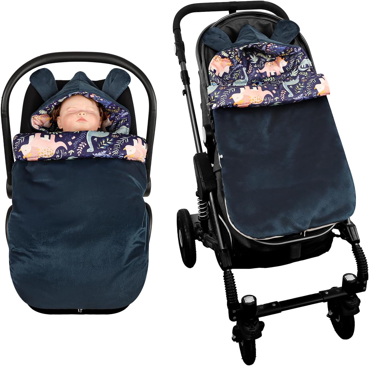 Baby Car Seat Blanket Stroller Footmuff Bunting Bag, Baby Sleeping Bag Fleece Plush Swaddle Blanket for Cold Weather Winter Must Have Outdoor Walking Warmth for Newborn to Infant (Dinosaur)