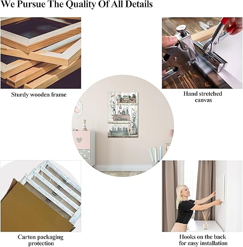 Miniatura 5 de Decoración de pared de baño de granja, arte de pared de reglas de baño, impresiones de lienzo de libélula verde azulado para decoración de baño