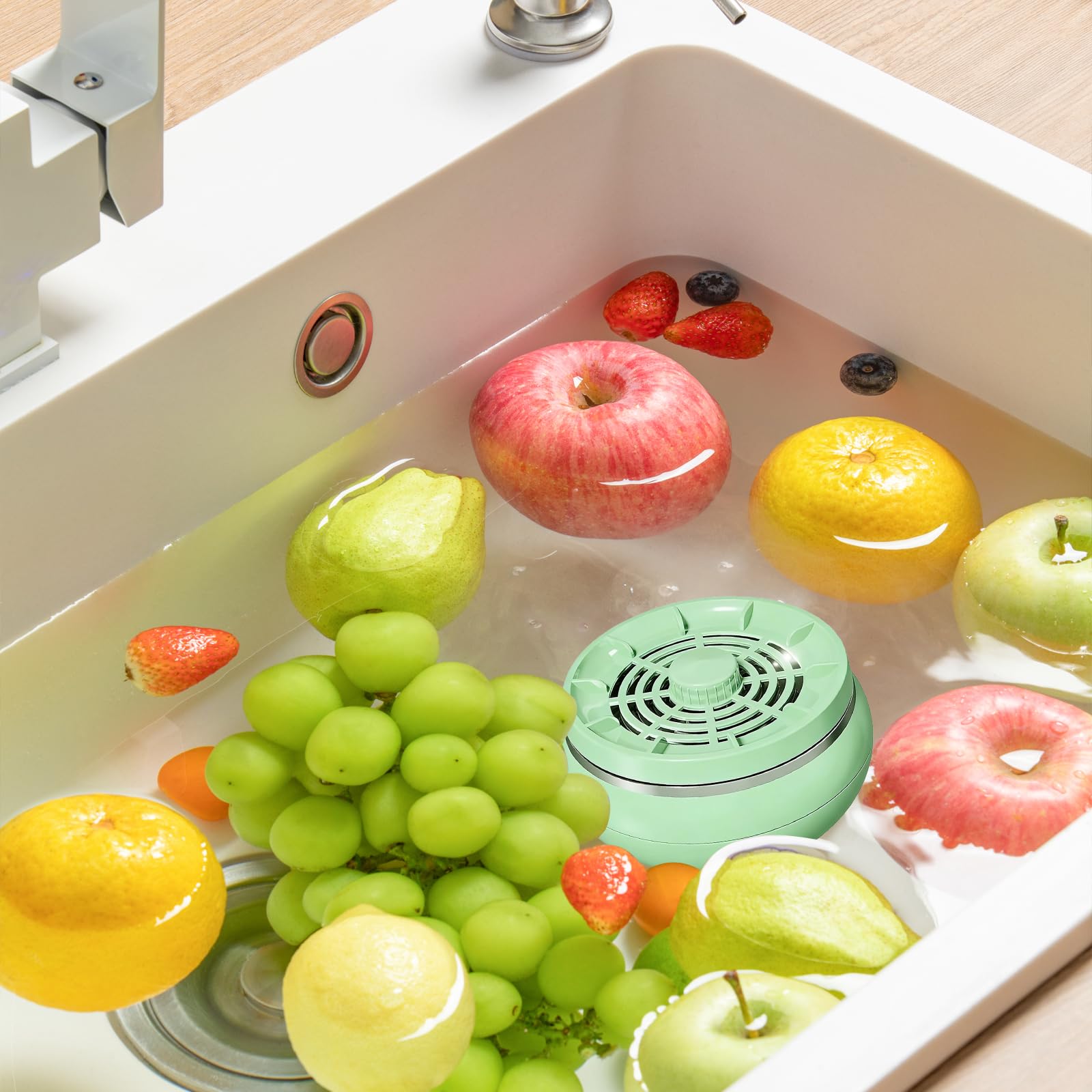 Multi-Function Fruit and Vegetable Cleaner – Fruit Washing Machine with Electrolysis Technology – 4 Smart Modes, Long Battery Life (3600mAh), USB Rechargeable for Home, Camping, Travel (White) — view 3